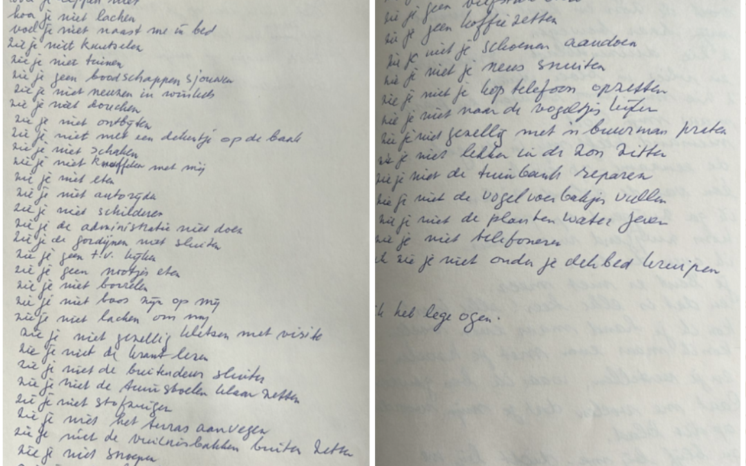 Ik zie je niet, van Elly voor haar Anton